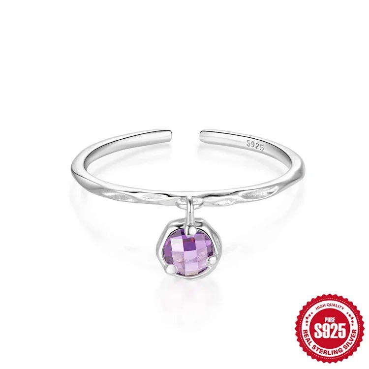 New product S925 sterling silver ring Japanese and Korean light luxury niche design geometric zircon ring fashionable open index finger ring