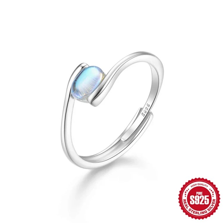New product S925 sterling silver ring Japanese and Korean light luxury niche design geometric zircon ring fashionable open index finger ring