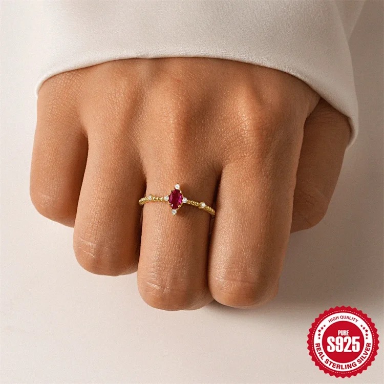 New product S925 sterling silver ring Japanese and Korean light luxury niche design geometric zircon ring fashionable open index finger ring