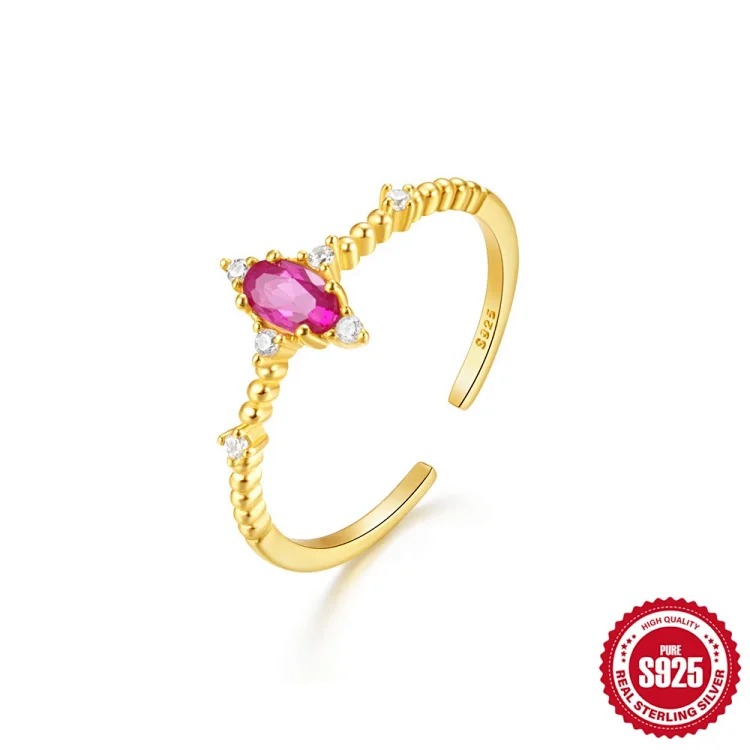 New product S925 sterling silver ring Japanese and Korean light luxury niche design geometric zircon ring fashionable open index finger ring