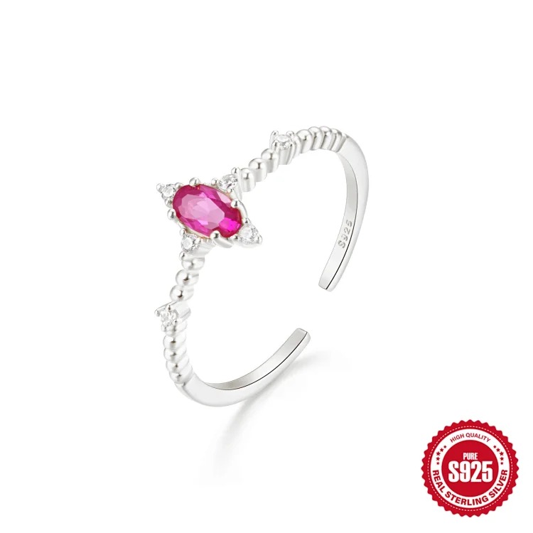 New product S925 sterling silver ring Japanese and Korean light luxury niche design geometric zircon ring fashionable open index finger ring
