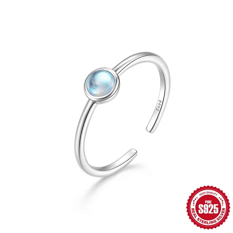 New product S925 sterling silver ring Japanese and Korean light luxury niche design geometric zircon ring fashionable open index finger ring