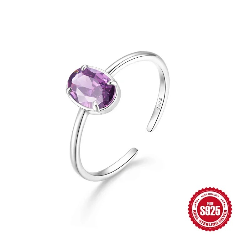 New product S925 sterling silver ring Japanese and Korean light luxury niche design geometric zircon ring fashionable open index finger ring