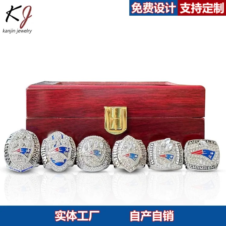 Championship Ring Super Bowl New England Patriots 6-Piece Set 2001 2003 2014 2016 2018