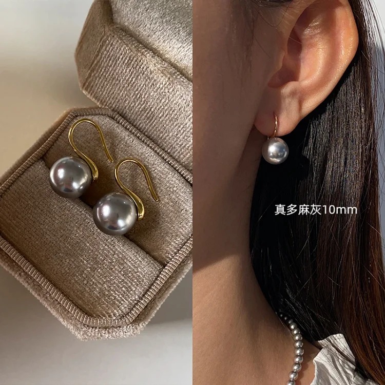 Pure silver high-end pearl earrings, women's high-end ear hook earrings, high-heeled shoes, pearl earrings 2025 new style