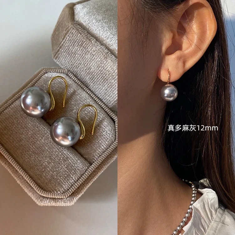 Pure silver high-end pearl earrings, women's high-end ear hook earrings, high-heeled shoes, pearl earrings 2025 new style