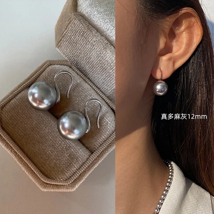 Pure silver high-end pearl earrings, women's high-end ear hook earrings, high-heeled shoes, pearl earrings 2025 new style