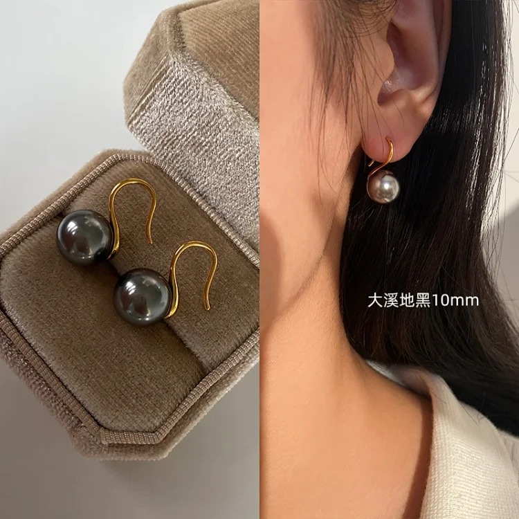 Pure silver high-end pearl earrings, women's high-end ear hook earrings, high-heeled shoes, pearl earrings 2025 new style