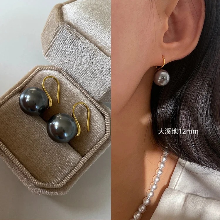 Pure silver high-end pearl earrings, women's high-end ear hook earrings, high-heeled shoes, pearl earrings 2025 new style