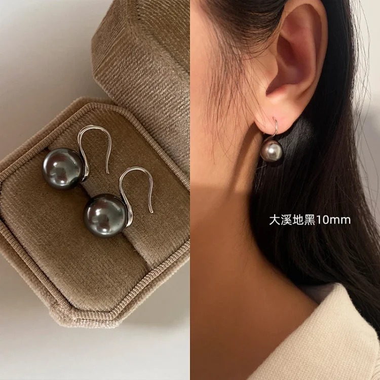 Pure silver high-end pearl earrings, women's high-end ear hook earrings, high-heeled shoes, pearl earrings 2025 new style