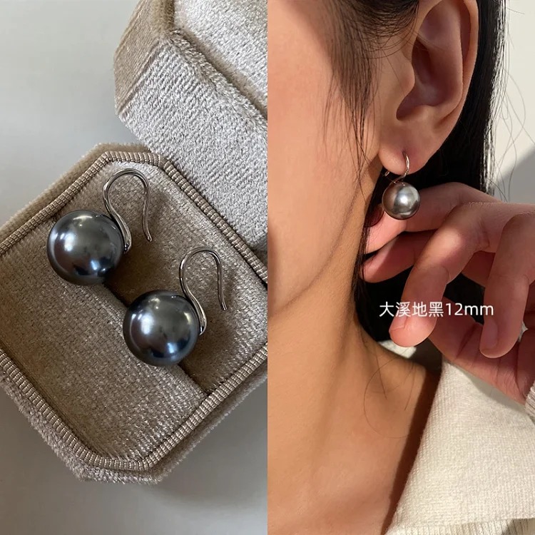 Pure silver high-end pearl earrings, women's high-end ear hook earrings, high-heeled shoes, pearl earrings 2025 new style