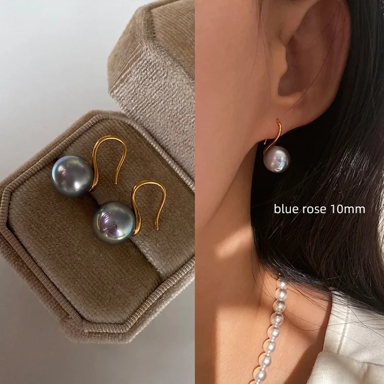 Pure silver high-end pearl earrings, women's high-end ear hook earrings, high-heeled shoes, pearl earrings 2025 new style