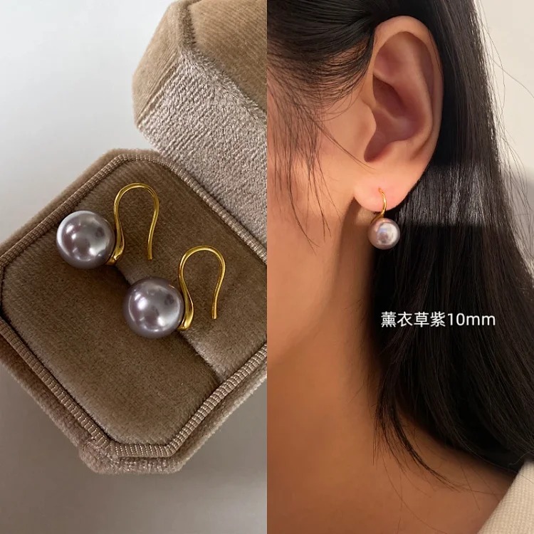 Pure silver high-end pearl earrings, women's high-end ear hook earrings, high-heeled shoes, pearl earrings 2025 new style