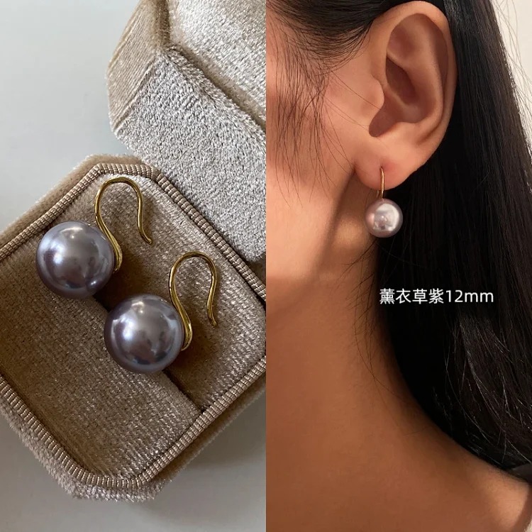 Pure silver high-end pearl earrings, women's high-end ear hook earrings, high-heeled shoes, pearl earrings 2025 new style