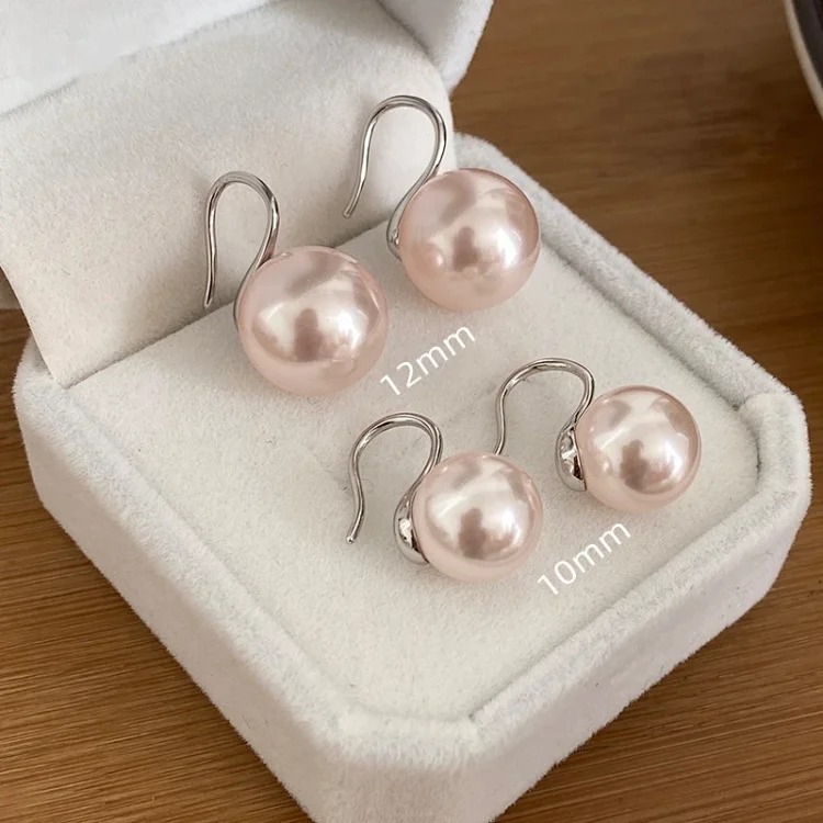 Pure silver high-end pearl earrings, women's high-end ear hook earrings, high-heeled shoes, pearl earrings 2025 new style