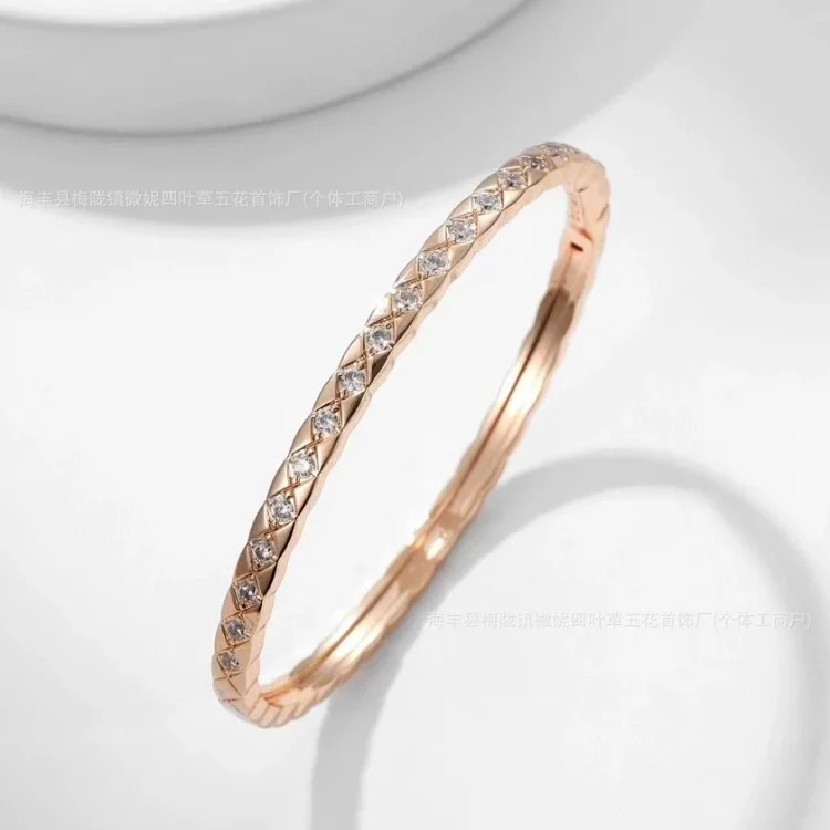 Xiaoxiangfeng coco rhombus diamond bracelet Seiko CNC plated 18k rose gold light luxury niche high-end bracelet