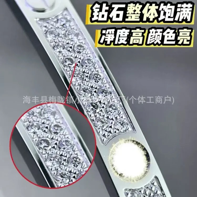 E classic baby's breath bracelet for women, narrow version, full of diamonds, thick plated 18K rose gold