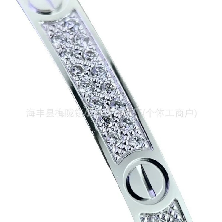E classic baby's breath bracelet for women, narrow version, full of diamonds, thick plated 18K rose gold