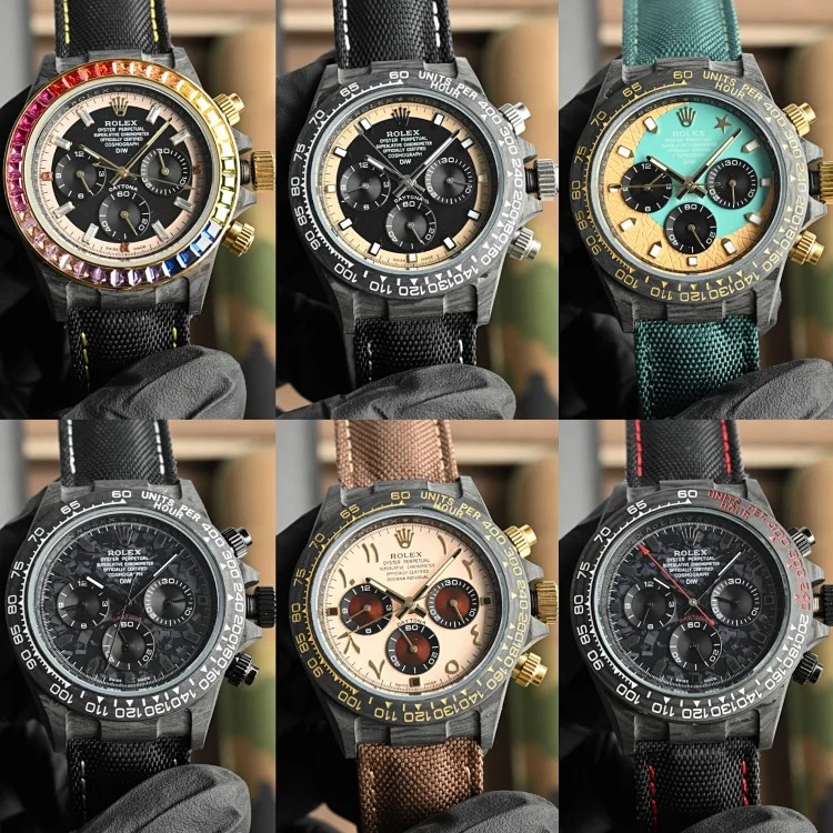 DX105-6 watch Rolex carbon fiber watch 40mm leather strap watch men's business watch