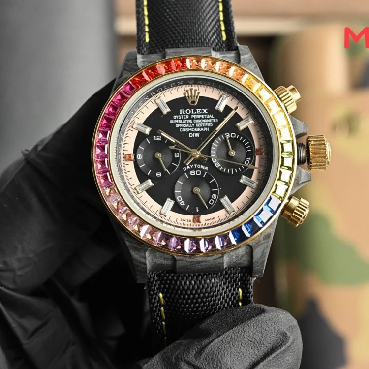 DX105-6 watch Rolex carbon fiber watch 40mm leather strap watch men's business watch