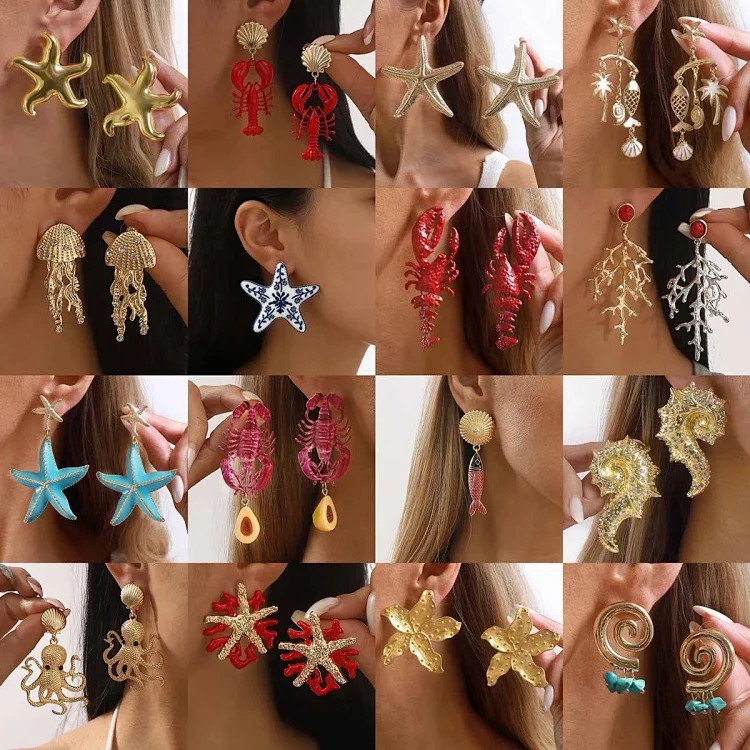 Summer bohemian vacation style accessories, marine life pendant earrings, light luxury and high-end foreign trade shell jewelry