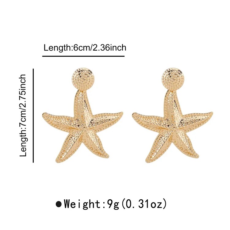 Summer bohemian vacation style accessories, marine life pendant earrings, light luxury and high-end foreign trade shell jewelry