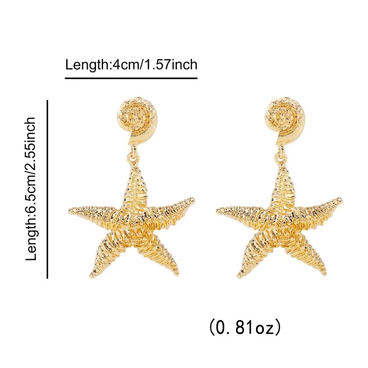 Summer bohemian vacation style accessories, marine life pendant earrings, light luxury and high-end foreign trade shell jewelry