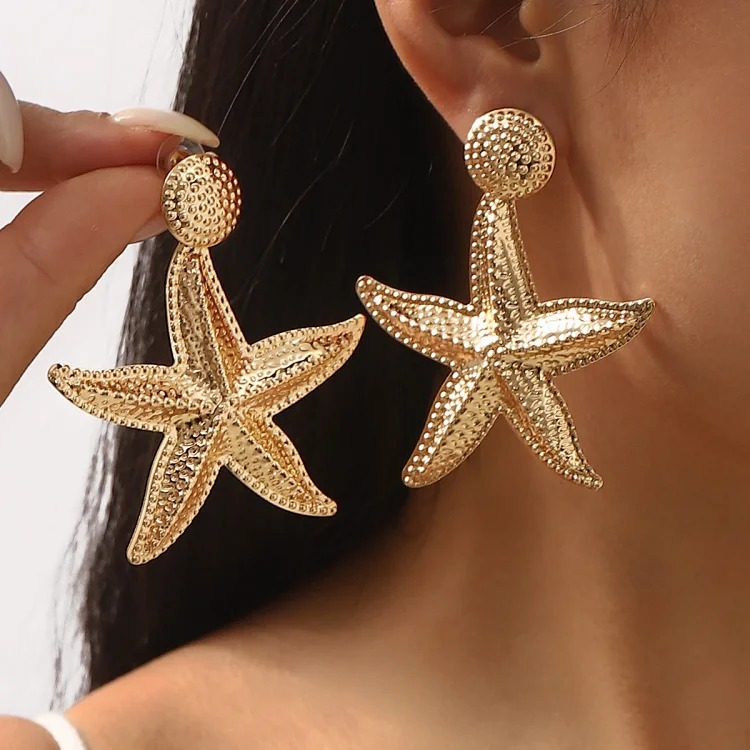 Summer bohemian vacation style accessories, marine life pendant earrings, light luxury and high-end foreign trade shell jewelry