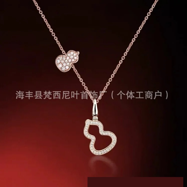 Gucci High unicorn gourd necklace sterling silver double gourd red agate white mother-of-pearl necklace one piece drop shipping live supply