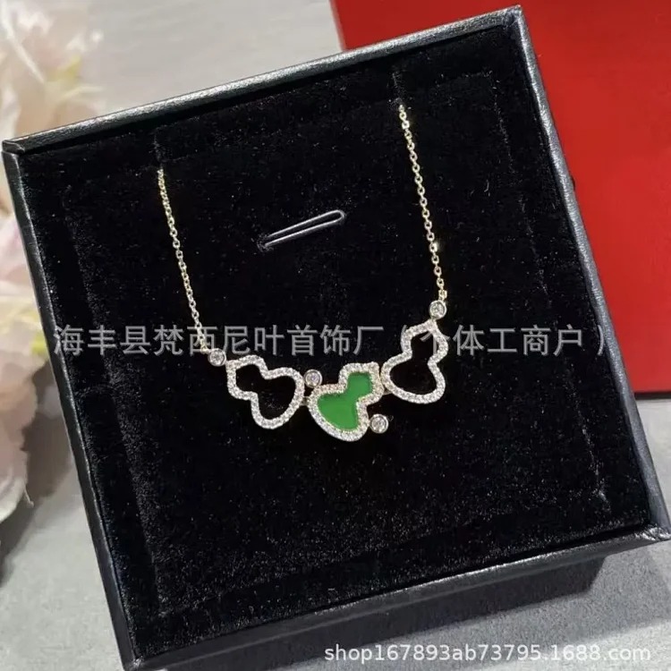 Gucci High unicorn gourd necklace sterling silver double gourd red agate white mother-of-pearl necklace one piece drop shipping live supply