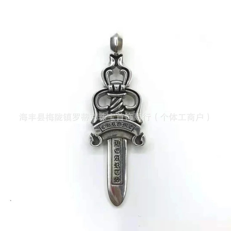 Chrome Hearts CH Crowe necklace s925 standard retro old cross anchor pendant casual matching necklace Europe and America cross-border