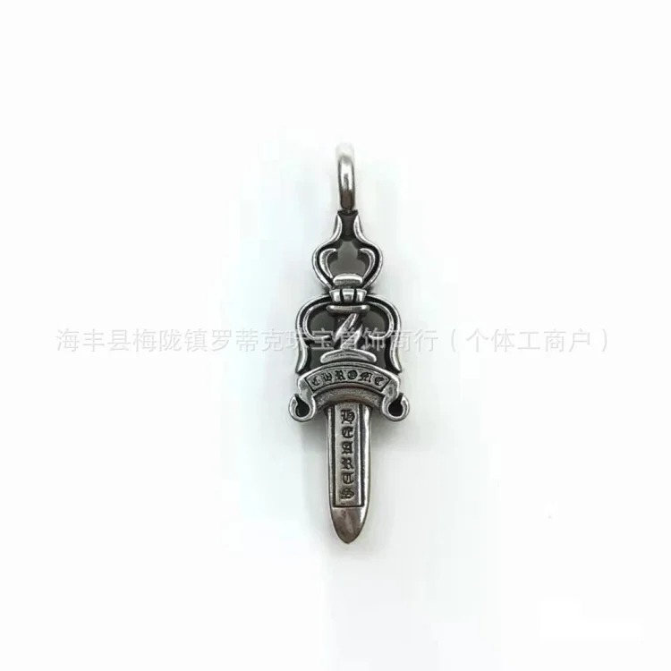 Chrome Hearts CH Crowe necklace s925 standard retro old cross anchor pendant casual matching necklace Europe and America cross-border