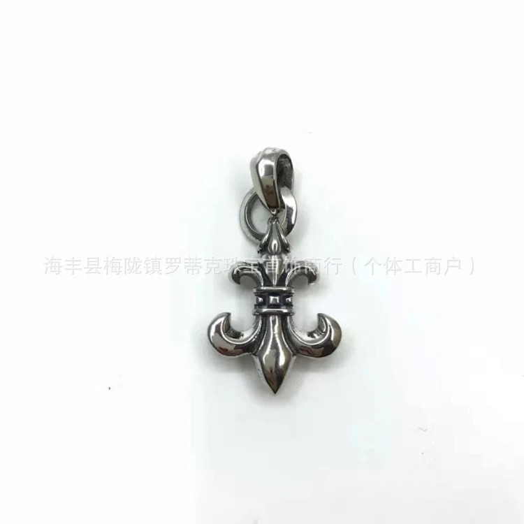 Chrome Hearts CH Crowe necklace s925 standard retro old cross anchor pendant casual matching necklace Europe and America cross-border