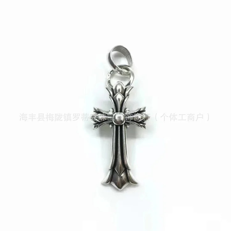 Chrome Hearts CH Crowe necklace s925 standard retro old cross anchor pendant casual matching necklace Europe and America cross-border