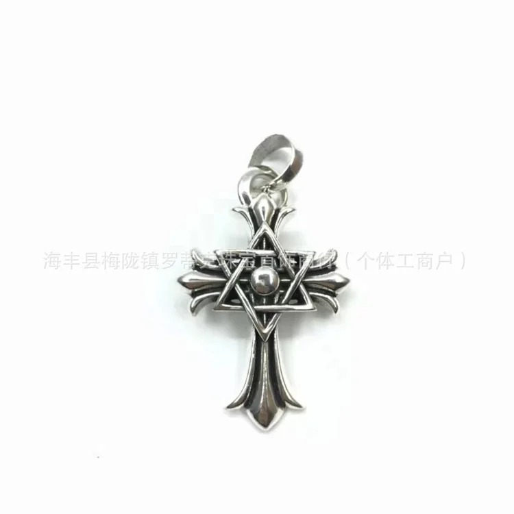 Chrome Hearts CH Crowe necklace s925 standard retro old cross anchor pendant casual matching necklace Europe and America cross-border