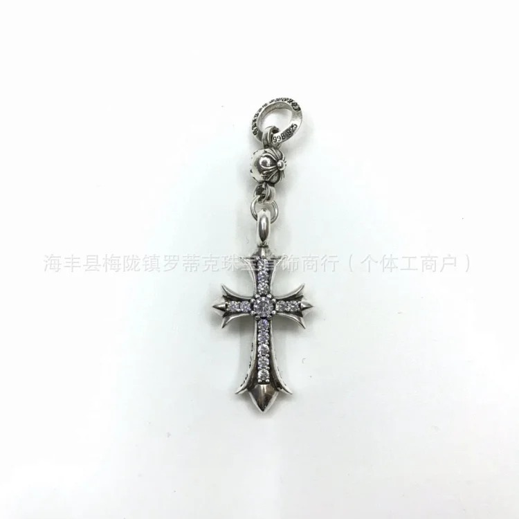 Chrome Hearts CH Crowe necklace s925 standard retro old cross anchor pendant casual matching necklace Europe and America cross-border