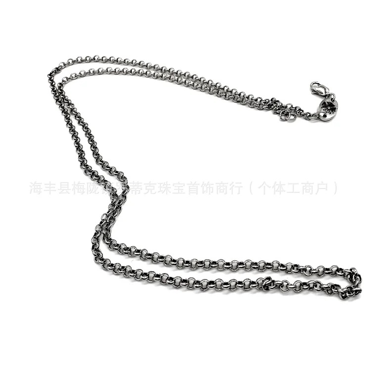 Chrome Hearts CH Crowe necklace s925 standard retro old cross anchor pendant casual matching necklace Europe and America cross-border
