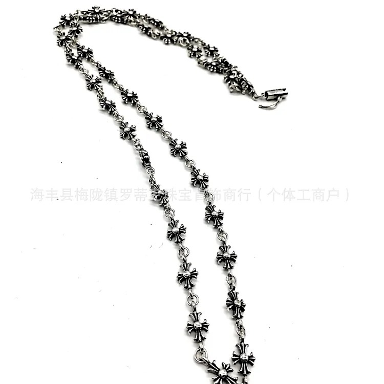 Chrome Hearts CH Crowe necklace s925 standard retro old cross anchor pendant casual matching necklace Europe and America cross-border