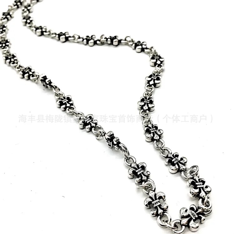 Chrome Hearts CH Crowe necklace s925 standard retro old cross anchor pendant casual matching necklace Europe and America cross-border