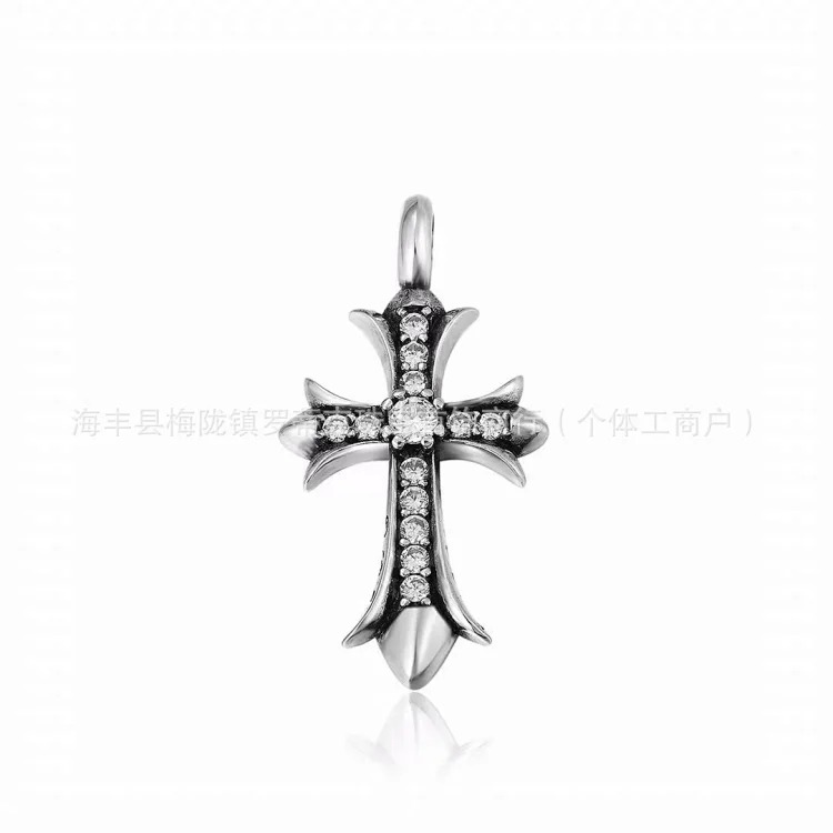 Chrome Hearts CH Crowe necklace s925 standard retro old cross anchor pendant casual matching necklace Europe and America cross-border