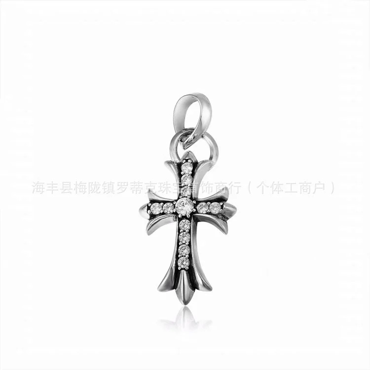 Chrome Hearts CH Crowe necklace s925 standard retro old cross anchor pendant casual matching necklace Europe and America cross-border