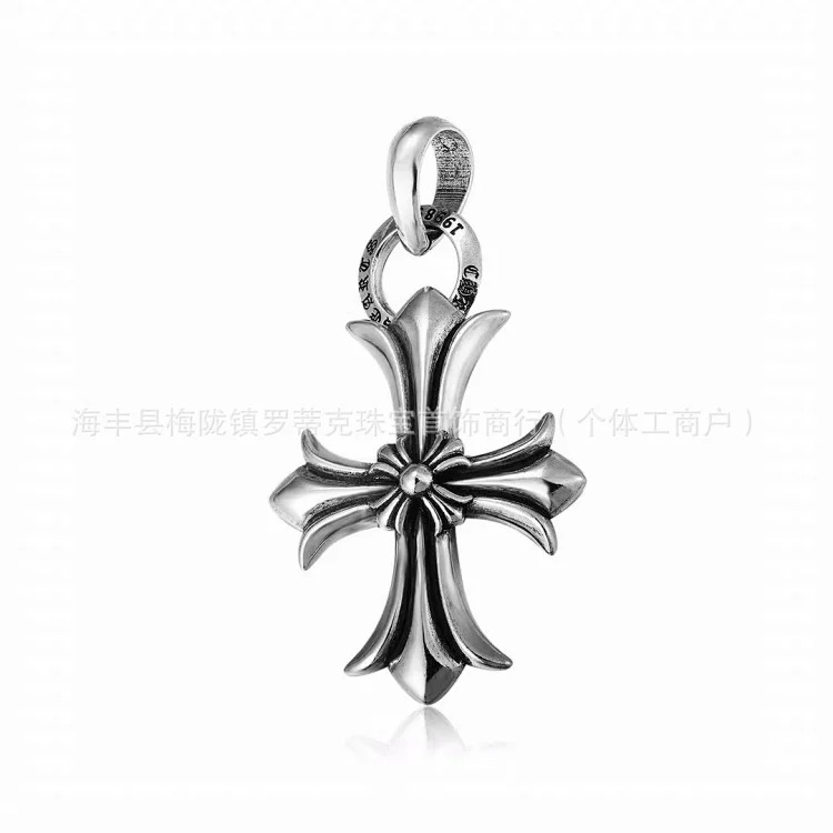 Chrome Hearts CH Crowe necklace s925 standard retro old cross anchor pendant casual matching necklace Europe and America cross-border