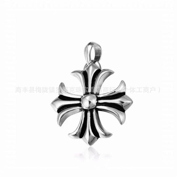Chrome Hearts CH Crowe necklace s925 standard retro old cross anchor pendant casual matching necklace Europe and America cross-border