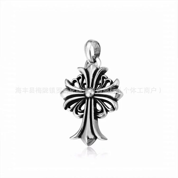 Chrome Hearts CH Crowe necklace s925 standard retro old cross anchor pendant casual matching necklace Europe and America cross-border