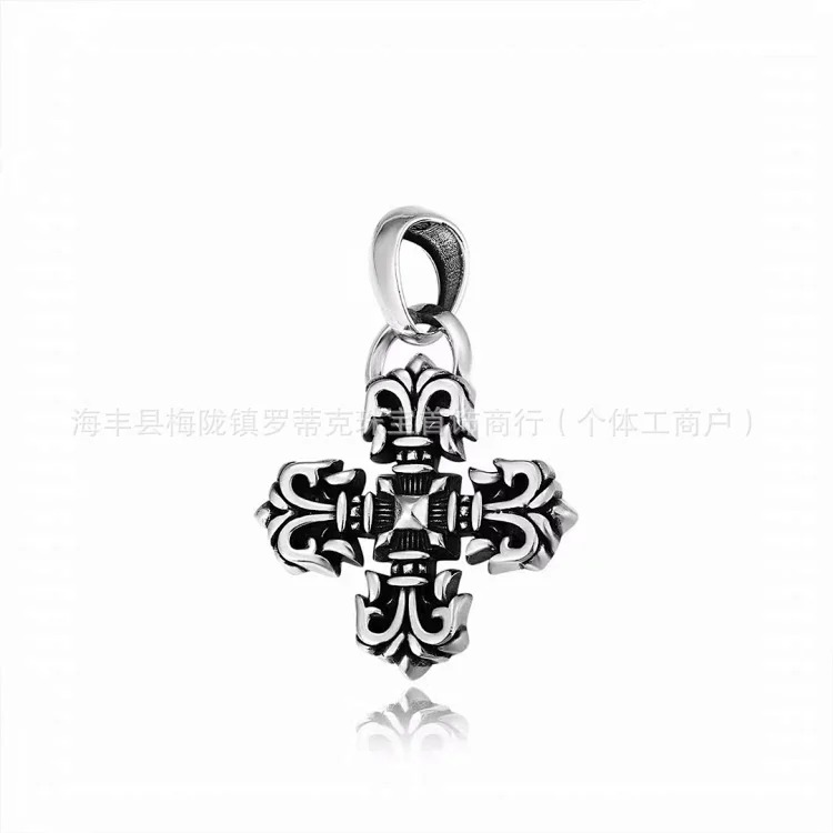 Chrome Hearts CH Crowe necklace s925 standard retro old cross anchor pendant casual matching necklace Europe and America cross-border