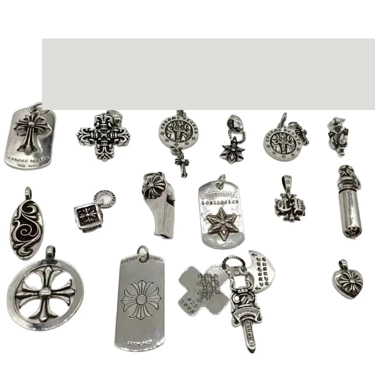 Chrome Hearts CH Crowe necklace s925 standard retro old cross anchor pendant casual matching necklace Europe and America cross-border