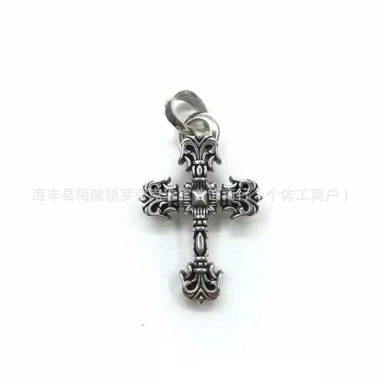 Chrome Hearts CH Crowe necklace s925 standard retro old cross anchor pendant casual matching necklace Europe and America cross-border