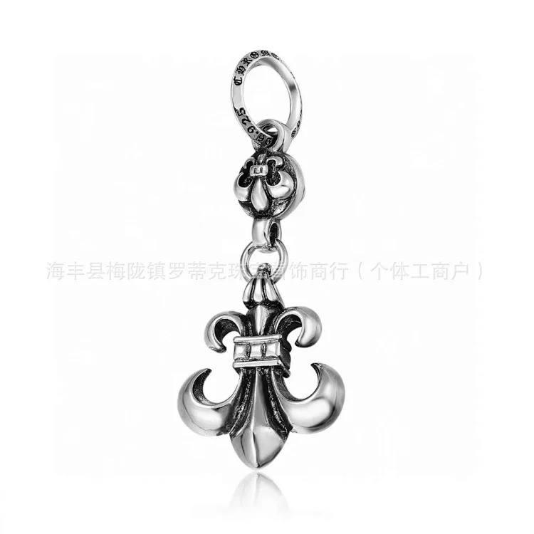 Chrome Hearts CH Crowe necklace s925 standard retro old cross anchor pendant casual matching necklace Europe and America cross-border