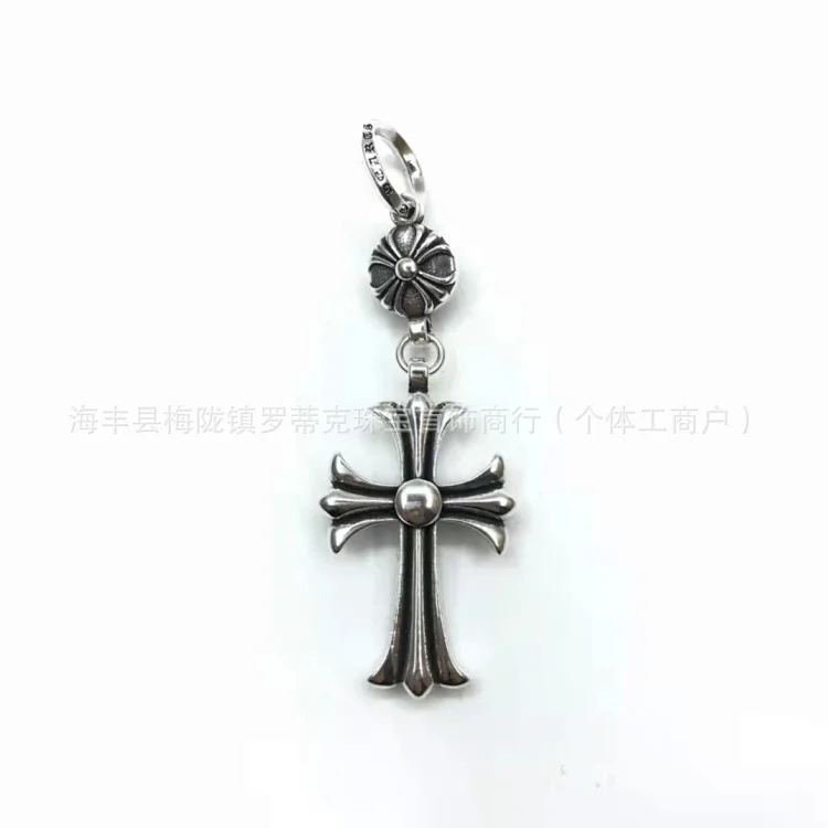 Chrome Hearts CH Crowe necklace s925 standard retro old cross anchor pendant casual matching necklace Europe and America cross-border