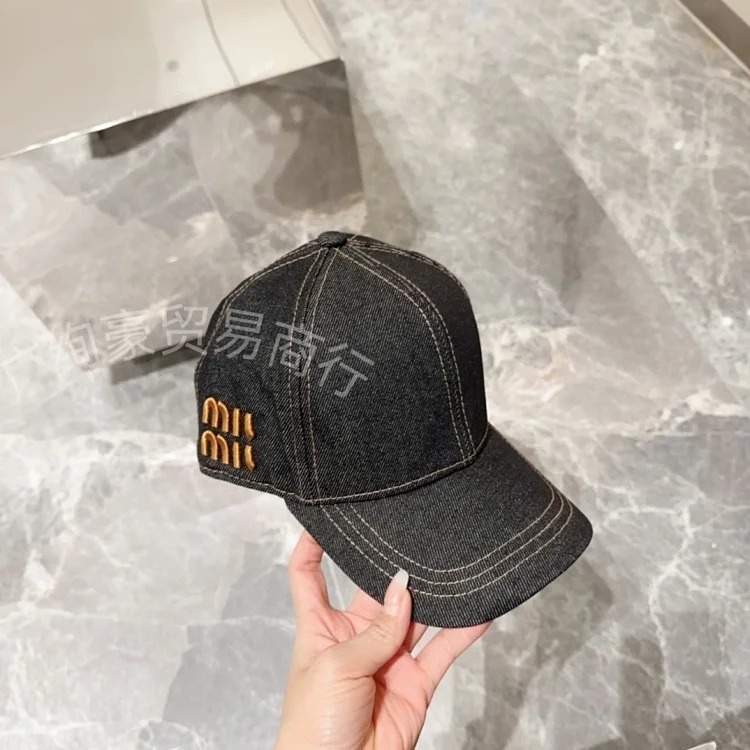 Miaojia's new mi letter denim letter embroidery baseball cap denim all-match light luxury peaked hat for men and women sun visor